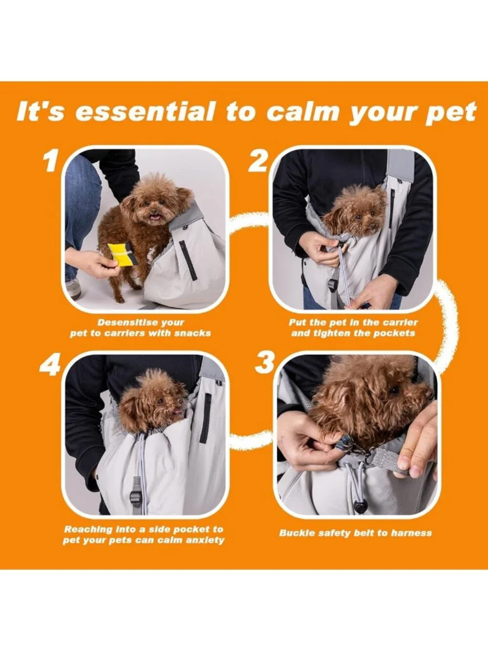 Cozy Dog Carrier Sling for Small Pets Up to 20lbs, Hands-Free Travel Backpack